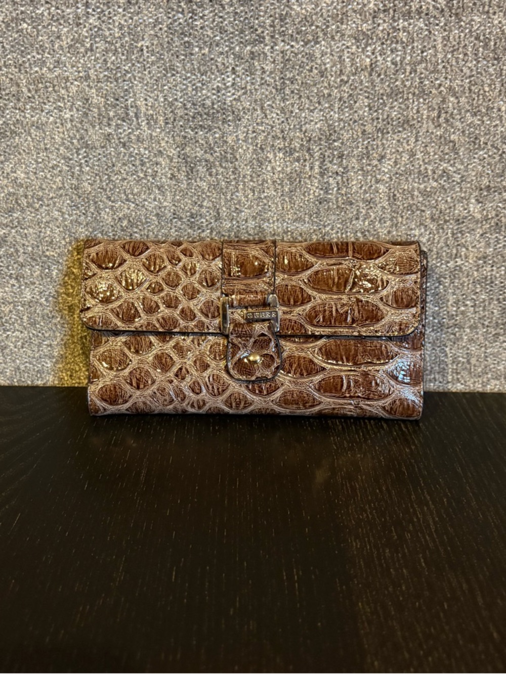 Guess Brown Croc-Embossed Women's Wallet/Cheque book holder
